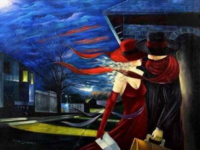 Cityscape oil painting