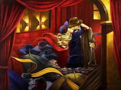 Cityscape oil painting