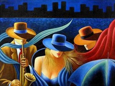 Cityscape oil painting