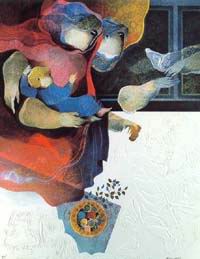 Musician oil painting