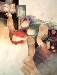 Musician oil painting