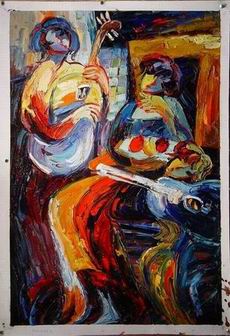 Musician oil painting