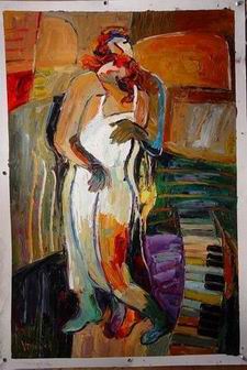 Musician oil painting
