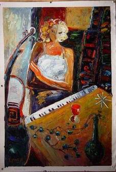 Musician oil painting