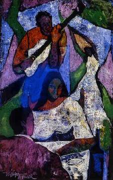 Musician oil painting