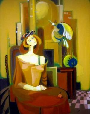 Musician oil painting