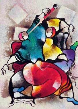 Musician oil painting