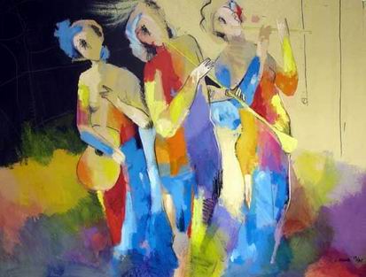 Musician oil painting