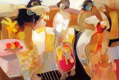 Musician oil painting