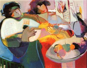 Musician oil painting