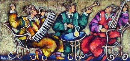 Musician oil painting