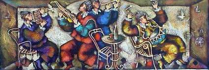 Musician oil painting