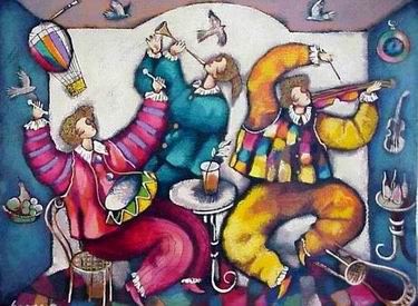 Musician oil painting