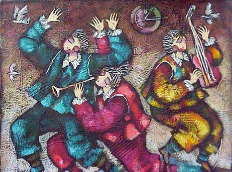 Musician oil painting