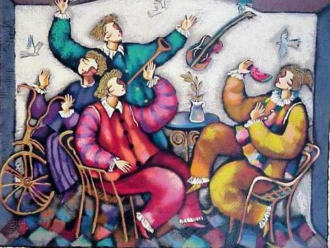 Musician oil painting