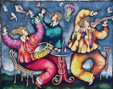 Musician oil painting