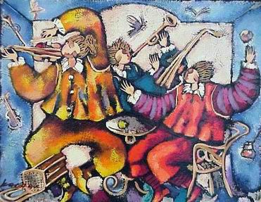 Musician oil painting