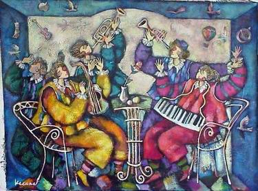 Musician oil painting