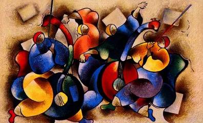 Musician oil painting