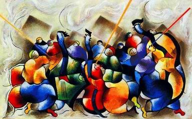 Musician oil painting