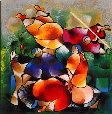 Musician oil painting