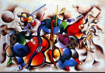 Musician oil painting