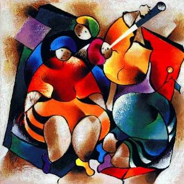 Musician oil painting