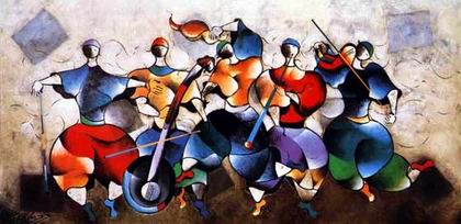 Musician oil painting