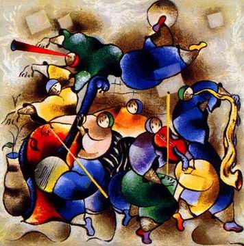 Musician oil painting