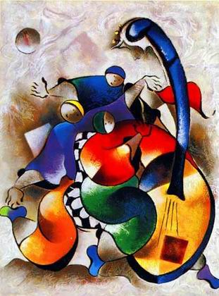 Musician oil painting