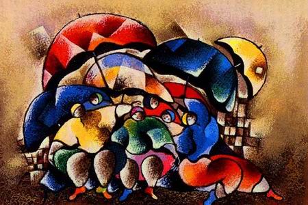 Musician oil painting