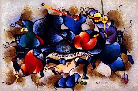 Musician oil painting