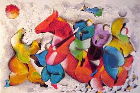 Musician oil painting