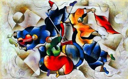 Musician oil painting