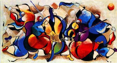 Musician oil painting