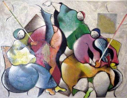 Musician oil painting