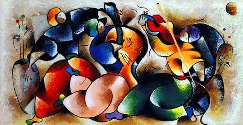 Musician oil painting