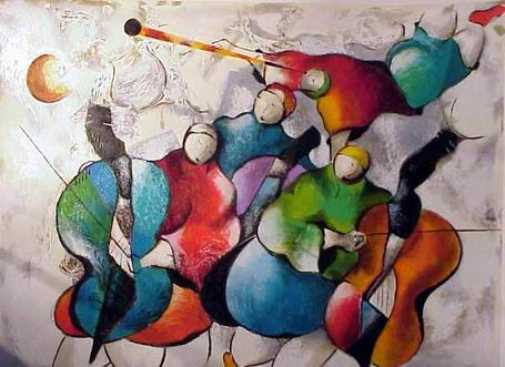 Musician oil painting