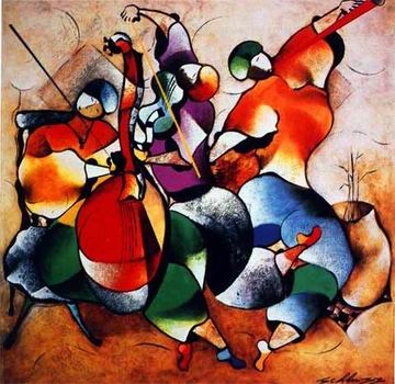 Musician oil painting