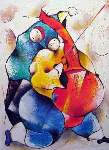 Musician oil painting