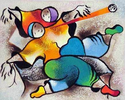 Musician oil painting