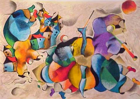 Musician oil painting