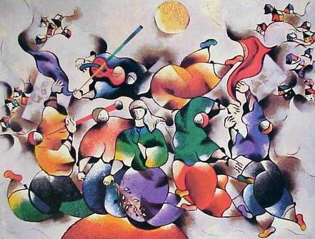 Musician oil painting