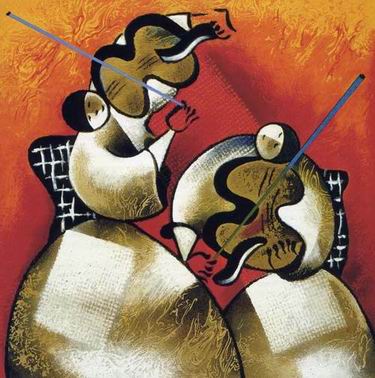 Musician oil painting