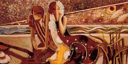 Musician oil painting