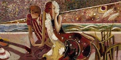 Musician oil painting