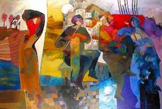 Musician oil painting