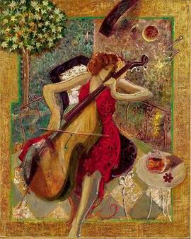 Musician oil painting