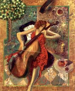 Musician oil painting