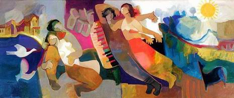 Musician oil painting